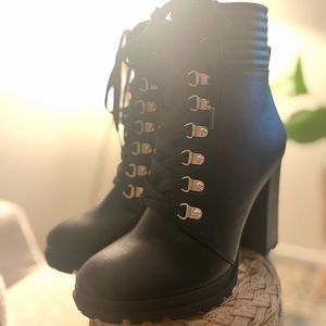 Black combat boots for the fall and winter.